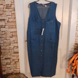 Elegant Blue Denim Maxi Dress Size 22 Jean Dress